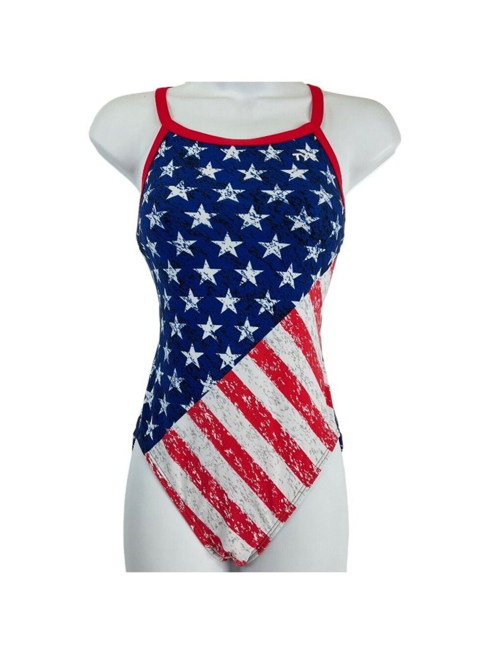 TYR Swimsuit Women's Sz 34 Red/White/Blue Star Spangled Diamondfit $65 Nwt